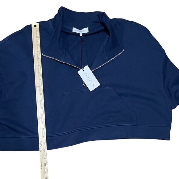 NWT WEWOREWHAT cropped Knit half zip Sweatshirt in Midnight Blue Size XL Womens - Picture 16 of 16